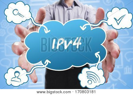 Business, Technology, Internet And Marketing. Young Businessman Thinking About: Ipv4