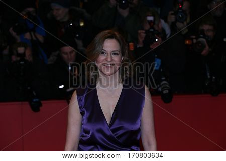 Martina Gedeck poses on the red carpet during opening ceremony of the 67th Berlinale International Film Festival at Grand Hyatt Hotel in Berlin, Germany on February 9, 2017.