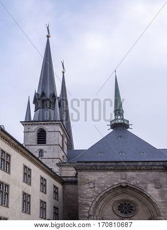 Grand Duchy of Luxembourg Luxembourg- January 032017: National Library on Boulevard F.D. Roosevelt