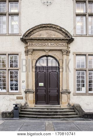 Grand Duchy of Luxembourg Luxembourg- January 032017: National Library on Boulevard F.D. Roosevelt