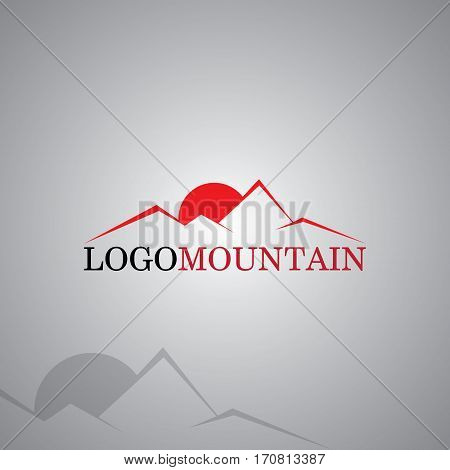 Mountains and sun logo template vector design