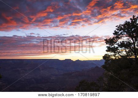 Sunrise at the Grand Canyon National Park in Arizona