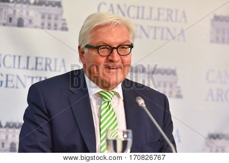 Buenos Aires Argentina - Jun 2 2016: Minister for Foreign Affairs of Germany Frank-Walter Steinmeier at a conference during his visit to Buenos Aires