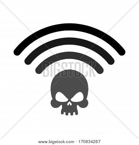 Wi-fi Death. Wifi Mortal. Wireless Connection Skull. Passing Doom. Demise At Distance