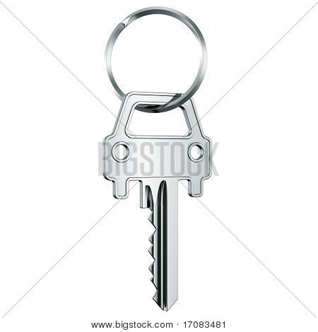 3D-weergave van een sleutel in sleutel ring
