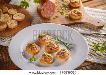 Bruschetta With Meat Spread