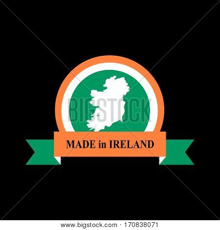 Mde In Ireland Emblem. Irish Flag Sign. National Tape. Logo For Production. Symbol For Manufacture