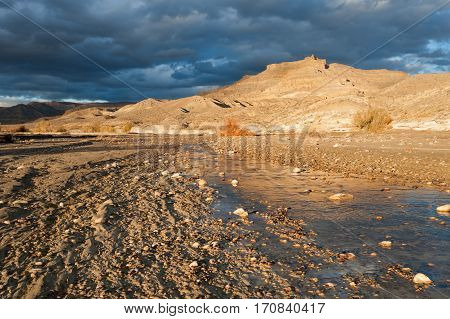 Dramatic sky over Wahweap wash in Grand Staircase Escalante national monument