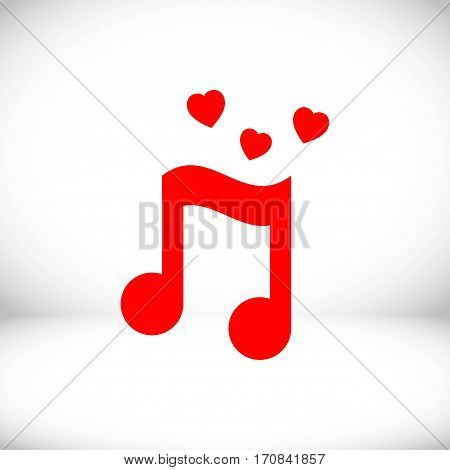 musical note with hearts icon stock vector illustration flat design