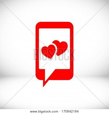 phone with hearts on the screen icon stock vector illustration flat design