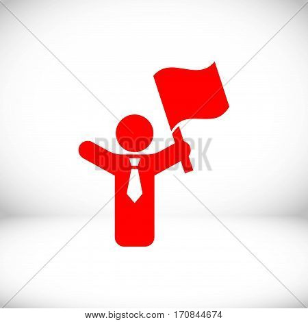 man with flag in hand icon stock vector illustration flat design