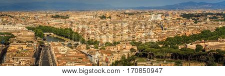 cityscape of Rome at suny day with clouds, Italy, Europe
