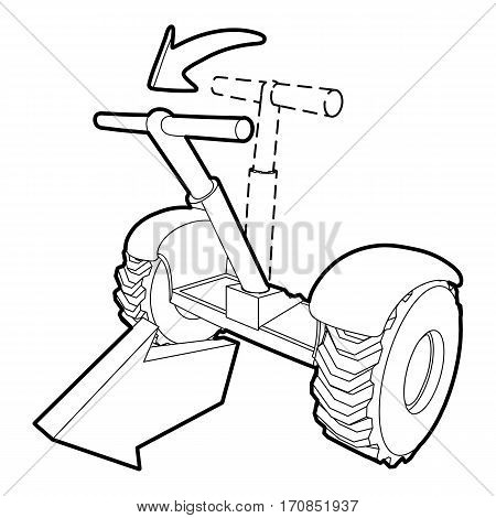 Front inclined segway icon. Outline illustration of front inclined segway vector icon for web