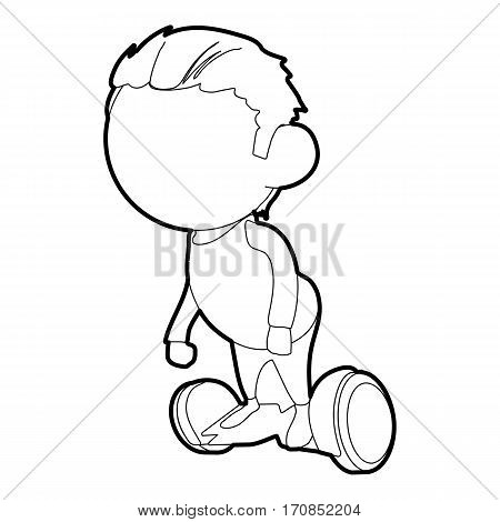 Boy on segway icon. Outline illustration of boy on segway vector icon for web