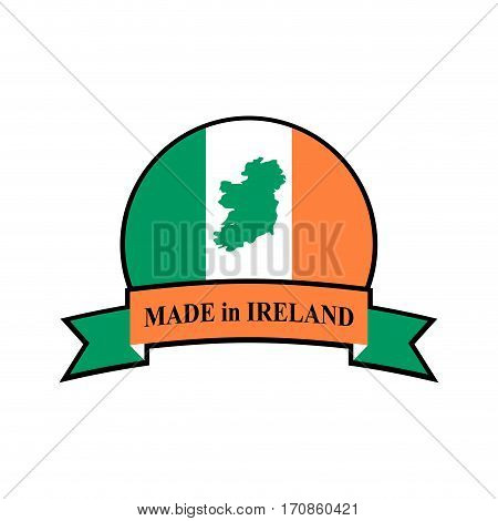 Mde In Ireland Emblem. Irish Flag Sign. National Tape. Logo For Production. Symbol For Manufacture