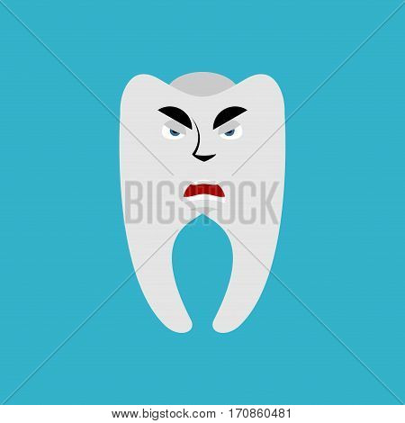 Tooth Angry Emoji. Teeth Grumpy Emotion Isolated