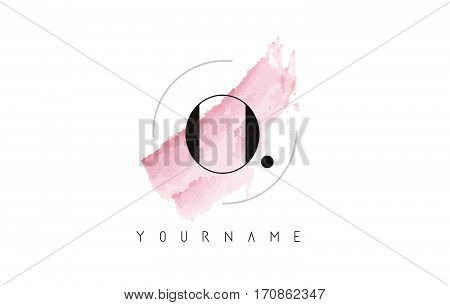 O Letter Logo with Watercolor Pastel Aquarella Brush Stroke and Circular Rounded Design.
