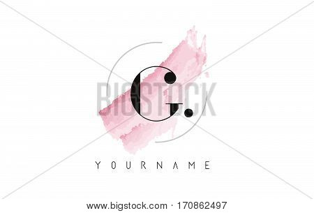G Letter Logo with Watercolor Pastel Aquarella Brush Stroke and Circular Rounded Design.