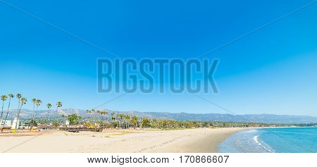 Blue sky over Santa Barbara shoreline California
