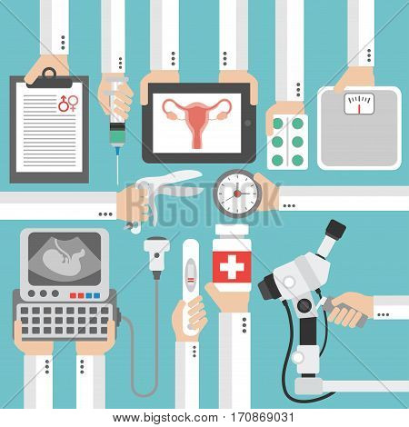 Medical gynecology and pregnancy flat design.Vector illustration