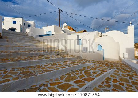Street in Chora village on Anafi island.
