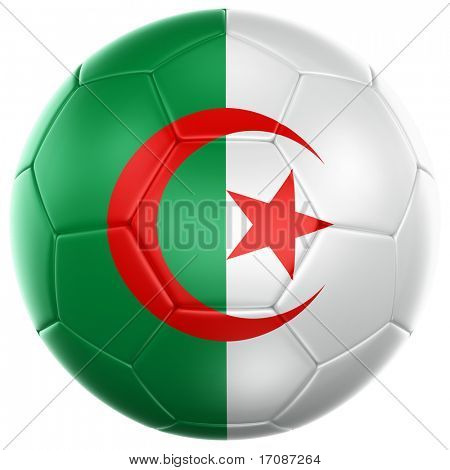 renderização 3D de uma bola de futebol argelino isolada em um fundo branco