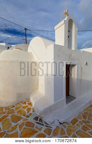 Church in Chora village on Anafi island.