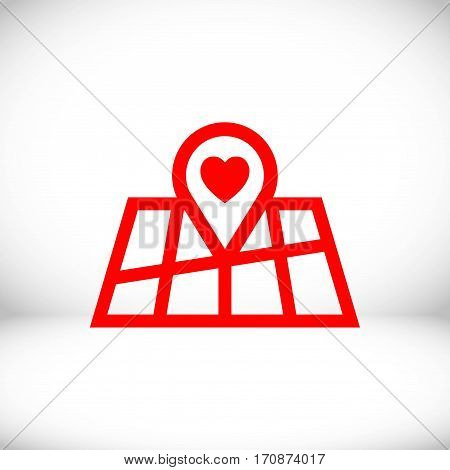 pointer pin up icon with heart stock vector illustration flat design