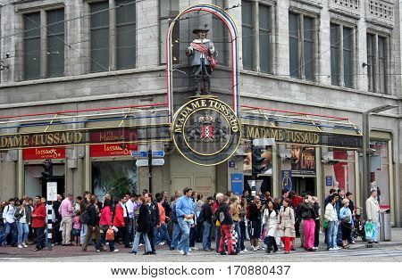 Netherlands Amsterdam june 2016: Madame Tussaud attrack tourists