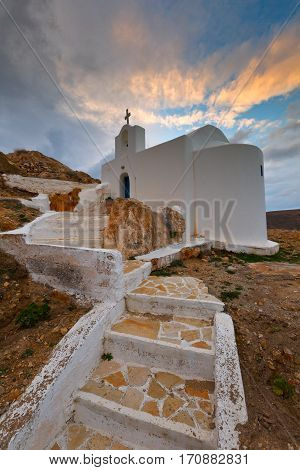 Church in Chora village on Anafi island.