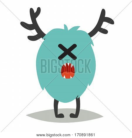 Emoji sad monster. Cute cyclop vector illustration. Cartoon funny emoticon. Monster sticker flat cartoon style. Isolated on white background