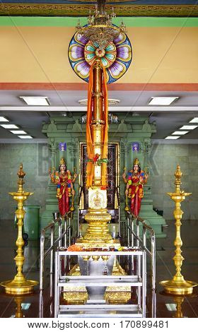 KUALA LUMPUR, JANUARY 10, 2017 - Sri Mahamariamman Indian Temple in Kuala Lumpur, Malaysia, Asia 