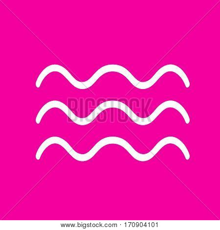 Waves sign illustration. White icon at magenta background.