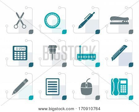 Stylized Business and Office icons - vector icon set