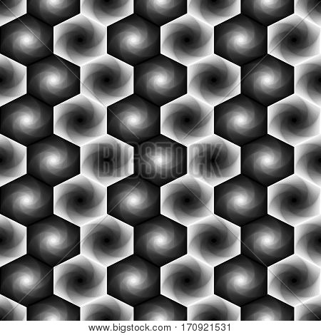 Seamless Pattern With Monochrome Hexagonal Forms