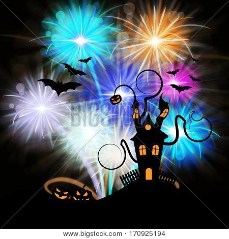 Haunted House And Fireworks Shows Halloween Celebration