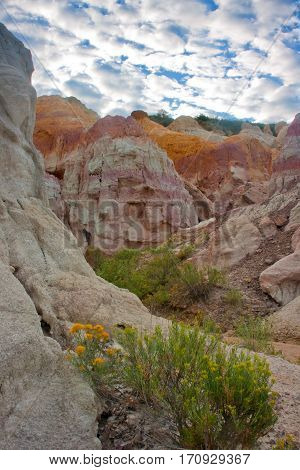 Colorful hoodoos in the Paint Mines Archeological District located in Calhan Colorado in the county of El Paso