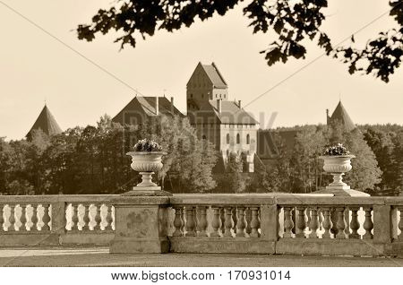 Old castle of Trakai, Lithuania. Sepai toned photo