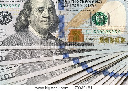 United States of America USD 100 One Hundred Dollars Federal Reserve Note Closeup