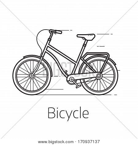 Alternative city transport street bicycle in thin line design. Modern eco friendly vehicle and personal transportation gadget. Urban bike outline design vector illustration.