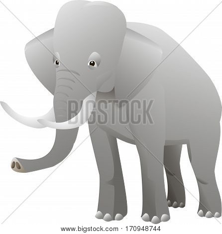 Isolated elephant on white background. Vector illustration