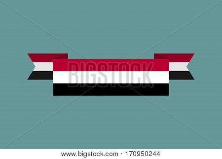 Yemen Flag Ribbon Isolated. Yemeni Tape Banner. National Symbol Of Ountrys Public