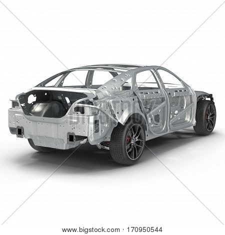 Sedan without cover on white background. 3D illustration