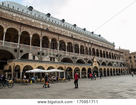 PADUA, ITALY - MAY 3, 2016: Palazzo della Ragione on Piazza della Frutta in Padue Italy