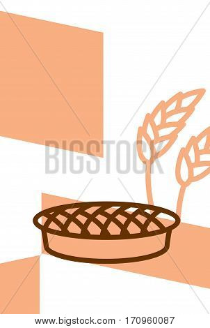 Bakery Template Design Blank, Poster. Pie And Wheat Ears