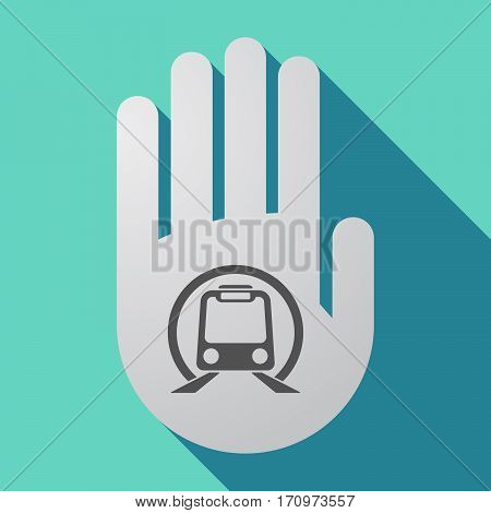 Long Shadow Hand With  A Subway Train Icon