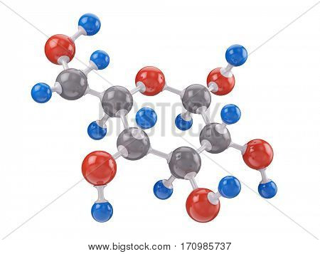 Molecule of glucose isolated on white - 3d render