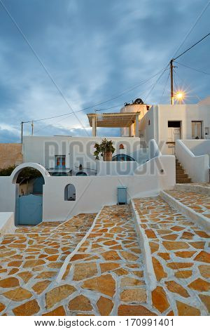 Street in Chora village on Anafi island.