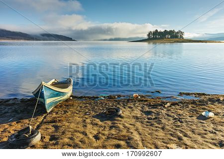 Amazing Autumn panorama of Batak Reservoir, Pazardzhik Region, Bulgaria