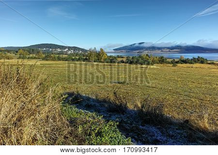 Amazing Autumn panorama of Batak Reservoir, Pazardzhik Region, Bulgaria